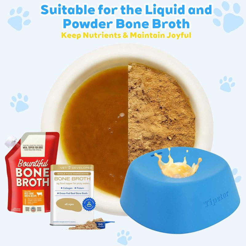 Anti-spill dog bowl for bone broth showing mess-free design