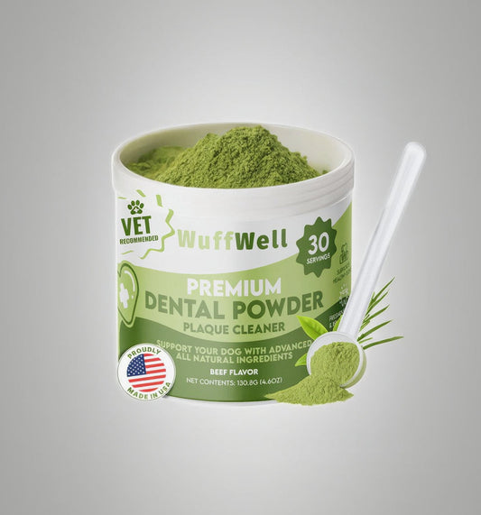 Dog dental powder for tartar control and fresh breath beef flavor
