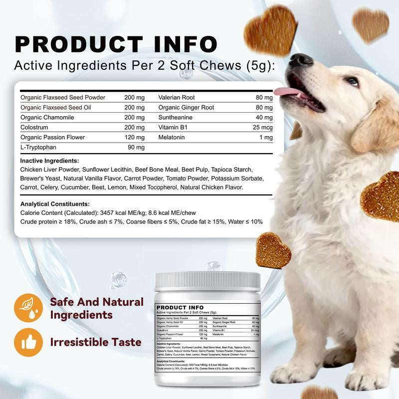 Dog calming chews for fireworks thunderstorms and travel anxiety