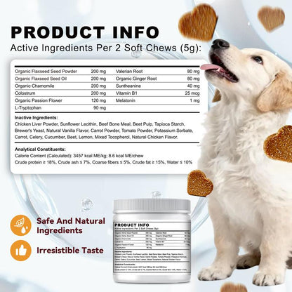 Dog calming chews for fireworks thunderstorms and travel anxiety